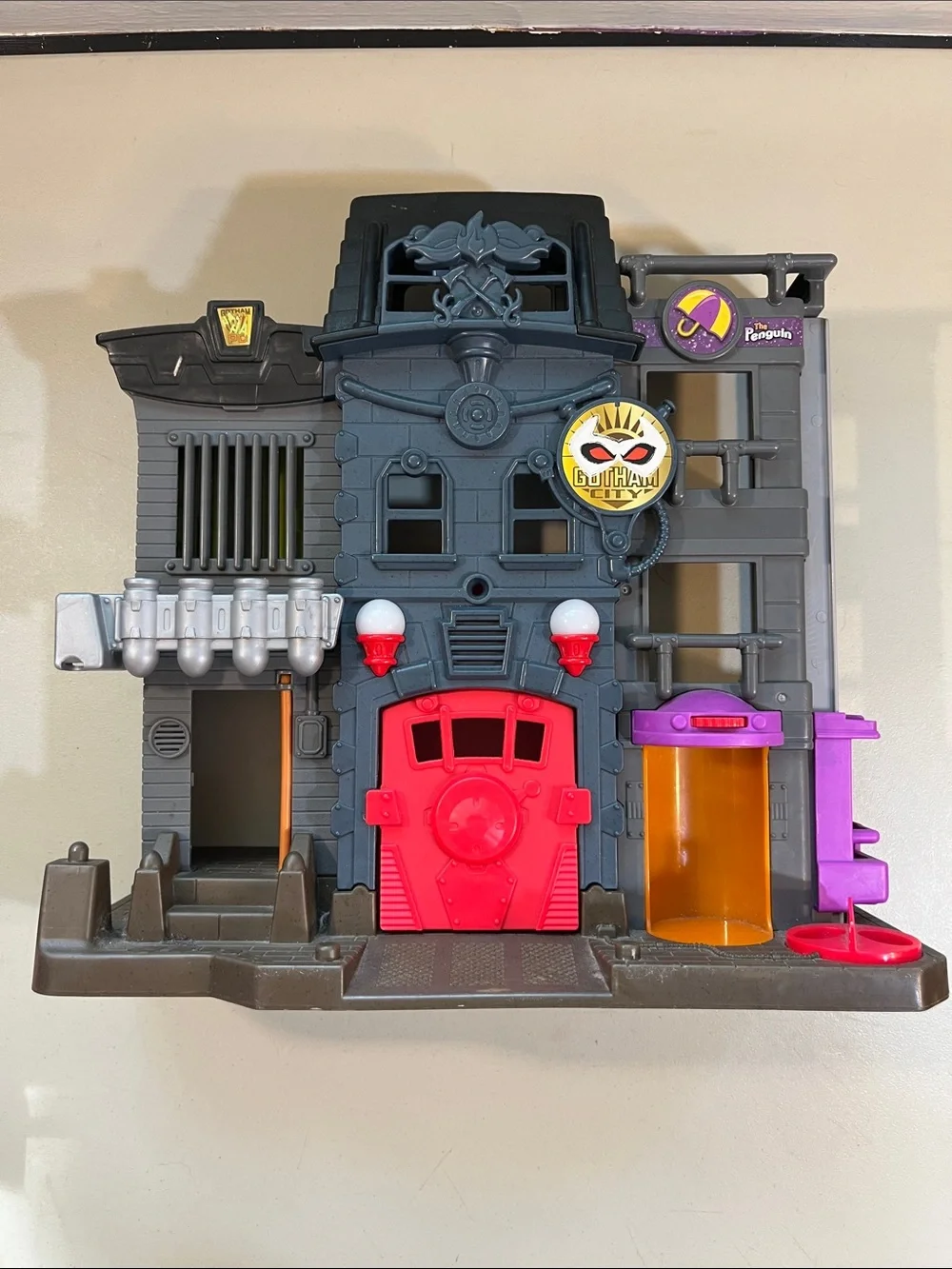 Gotham City Playset Kids Toy - Gray with Red & Purple Accents